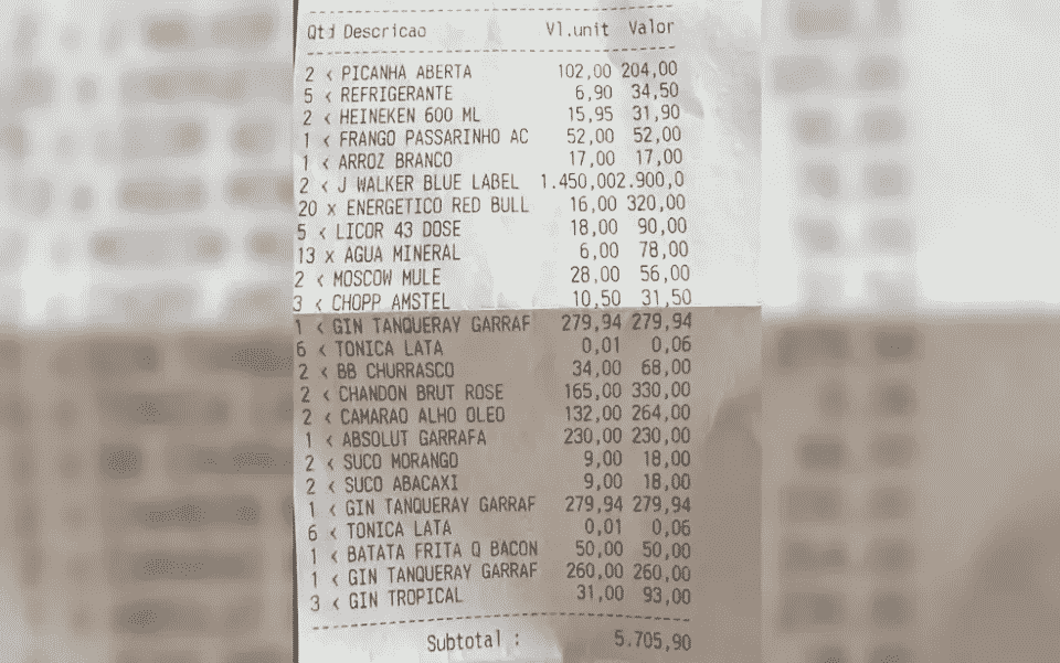 Nota de bar