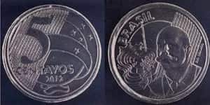 Moeda rara de R$ 0,50 com inscrição de cinco centavos