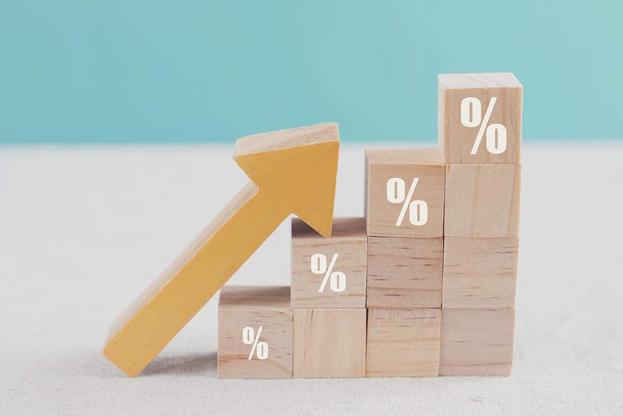Gráficos de pontos percentuais em alta