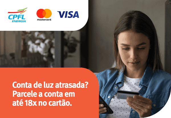 Banner CPFL anunciando pagamento no cartão de crédito em até 18 vezes