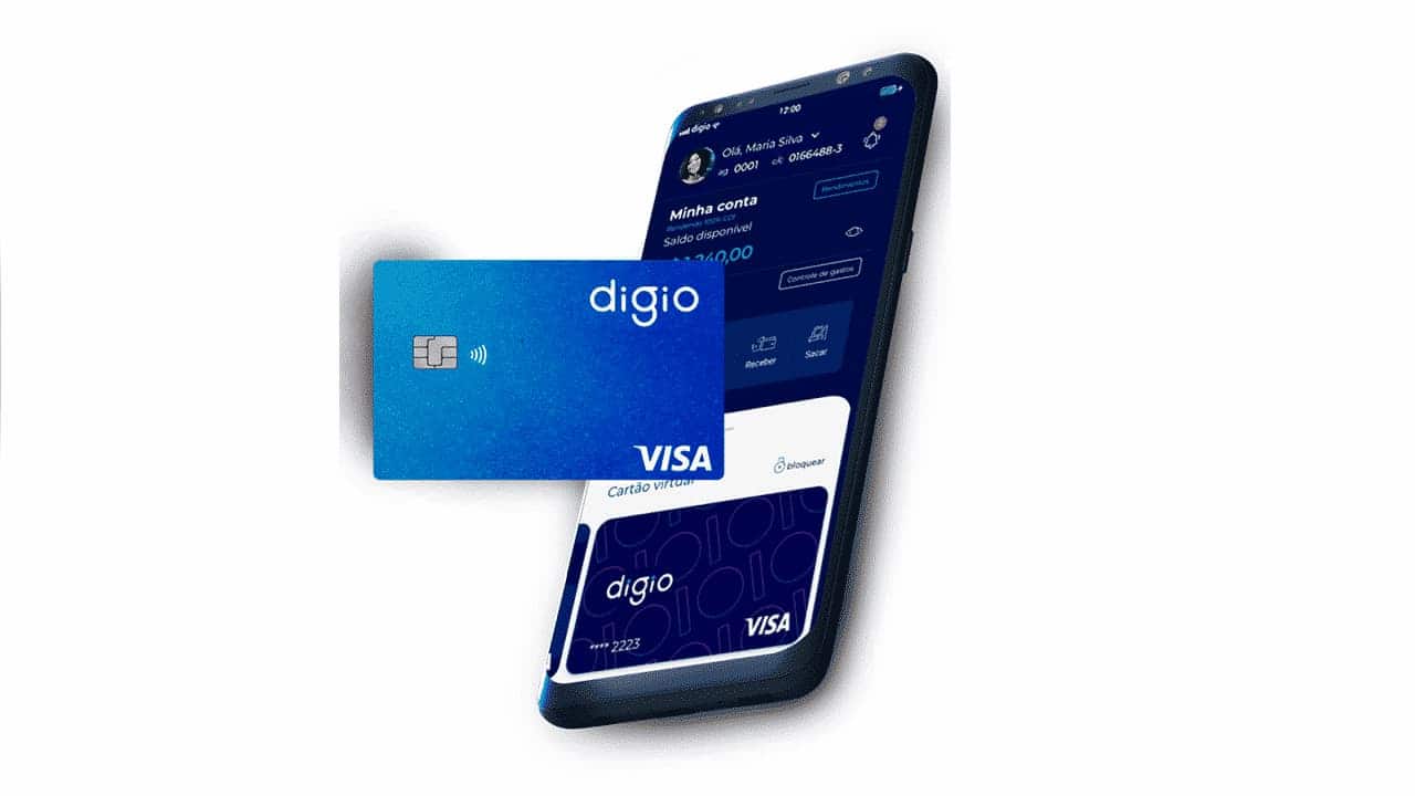 Imagem celular com cartão Digio.