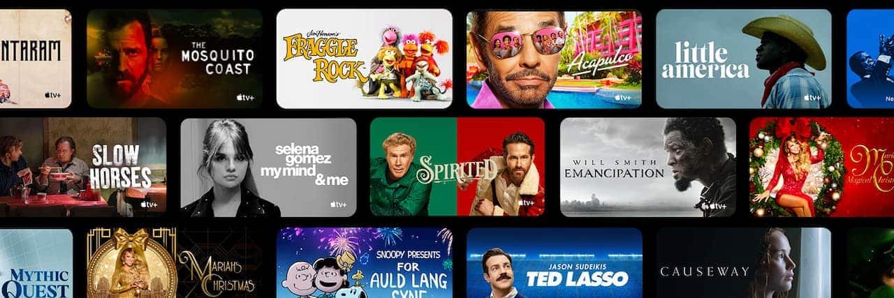 Imagem de diversos filmes dentro da plataforma Apple TV+
