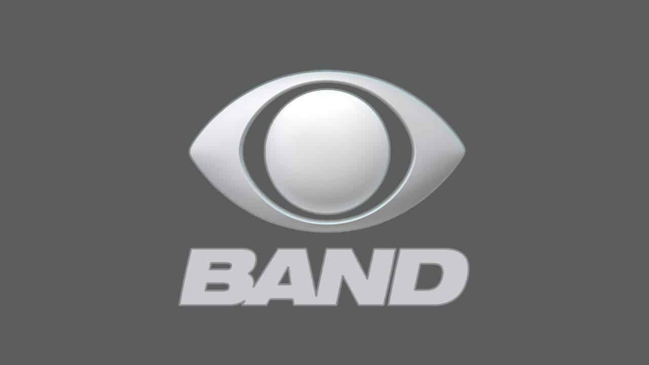 Logo da emissora Band em cinza e branco