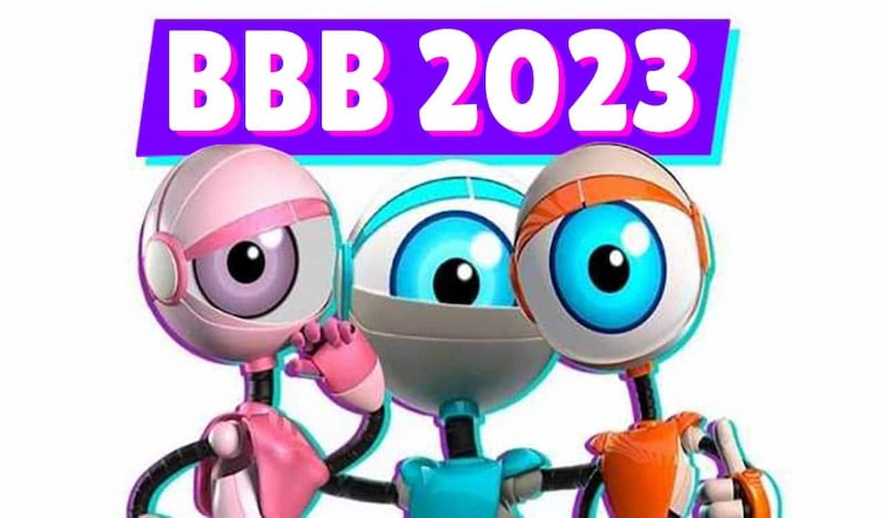 Imagem promocional do BBB 23 com os mascotes em forma de "olho"