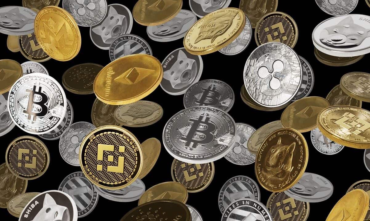 Várias criptomoedas caindo no espaço