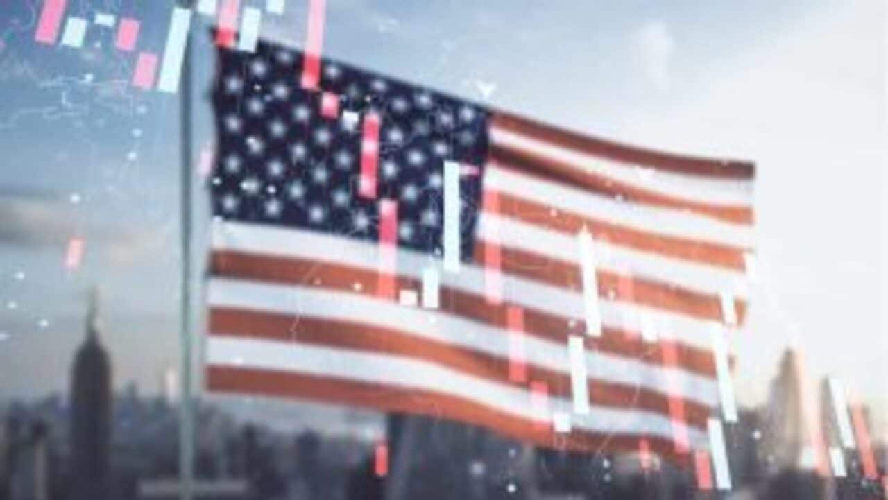 bandeira dos Estados Unidos com barras desenhadas na vertical pib EUA