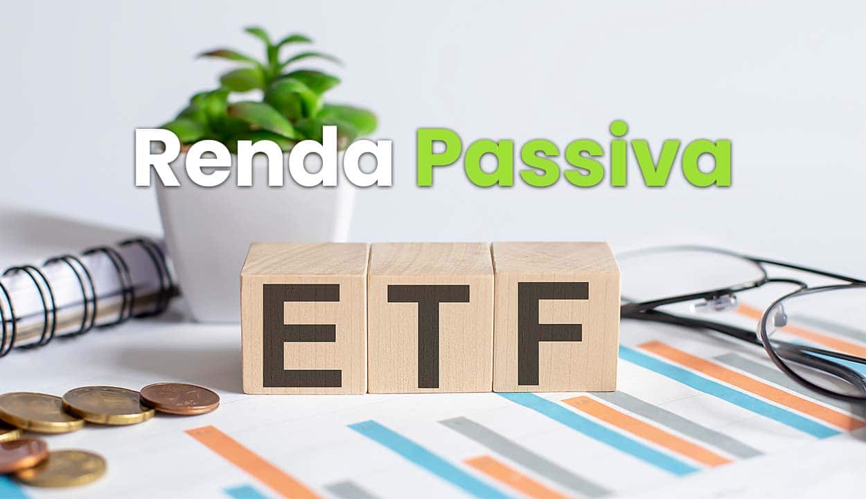 Desenho de gráfico ao fundo e os escritos "Renda Passiva " e "ETF"