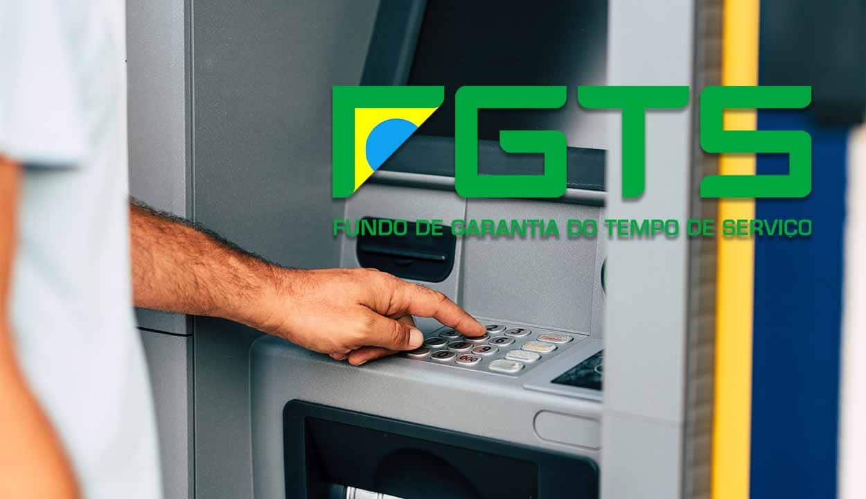 Imagem de caixa eletrônico com os escritos "FGTS"