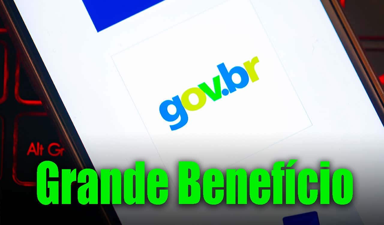 Imagem de um celular com a tela na logo com gov.br