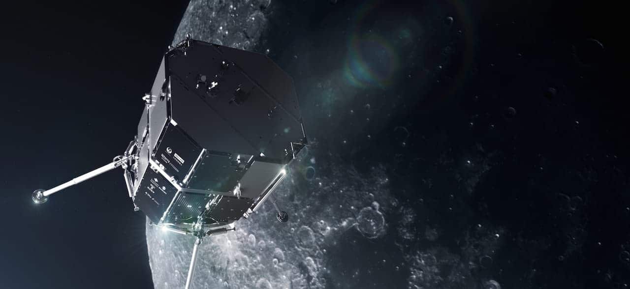 Imagem do módulo Hakuto orbitando a Lua