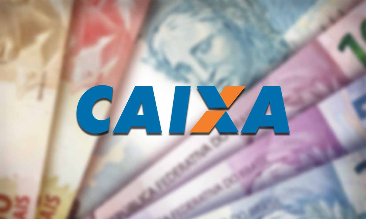 Dinheiro e logotipo da Caixa
