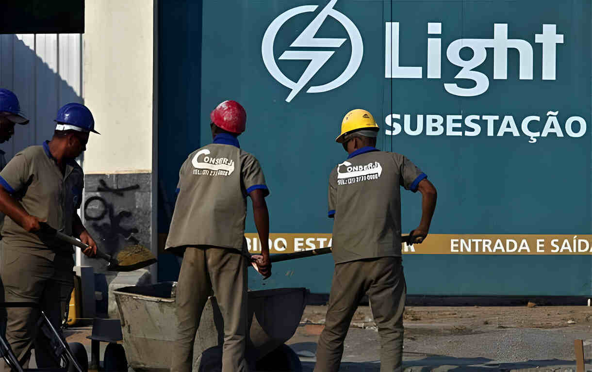 Imagem do portão da Light com pessoas trabalhando