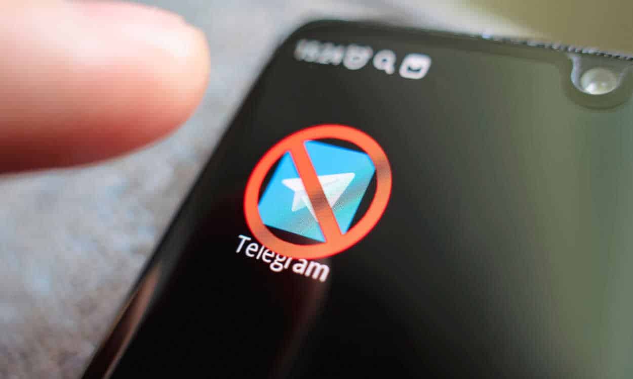 Ícone do aplicativo Telegram com um sinal de bloqueio por cima