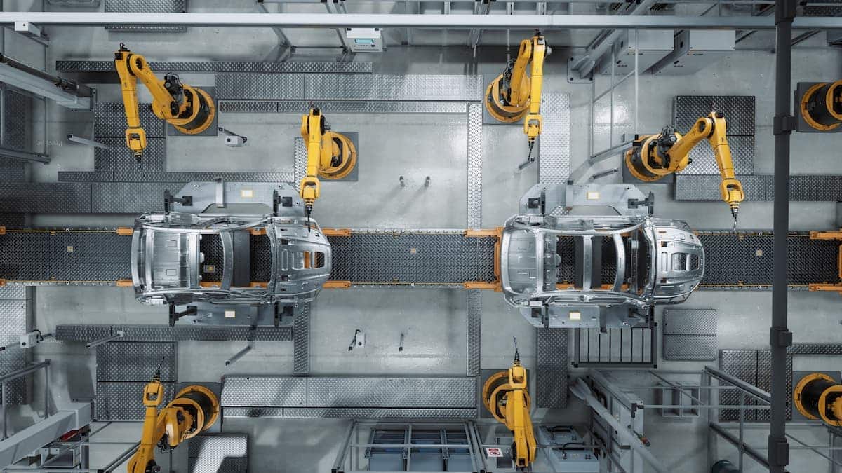 Linha de produção de carros automatizada