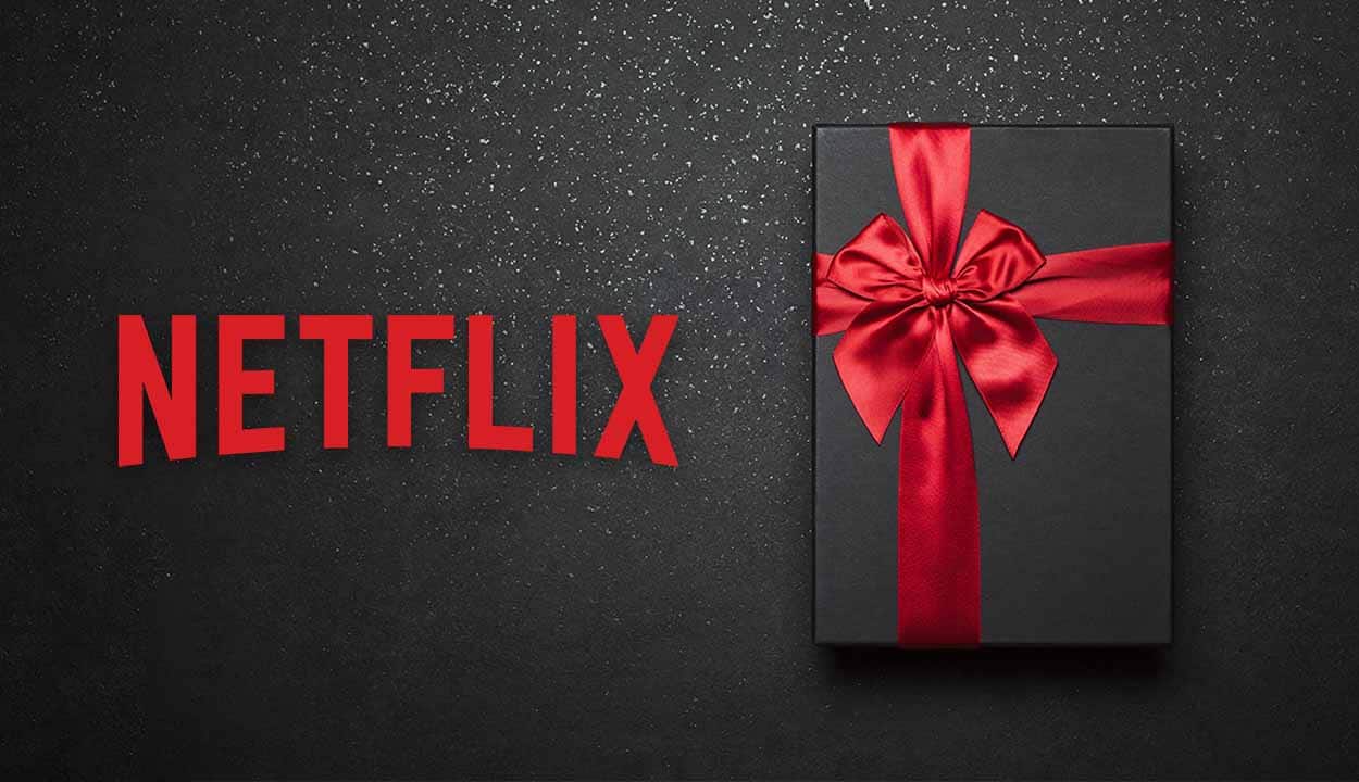 Logo da Netflix ao lado de uma caixa de presente