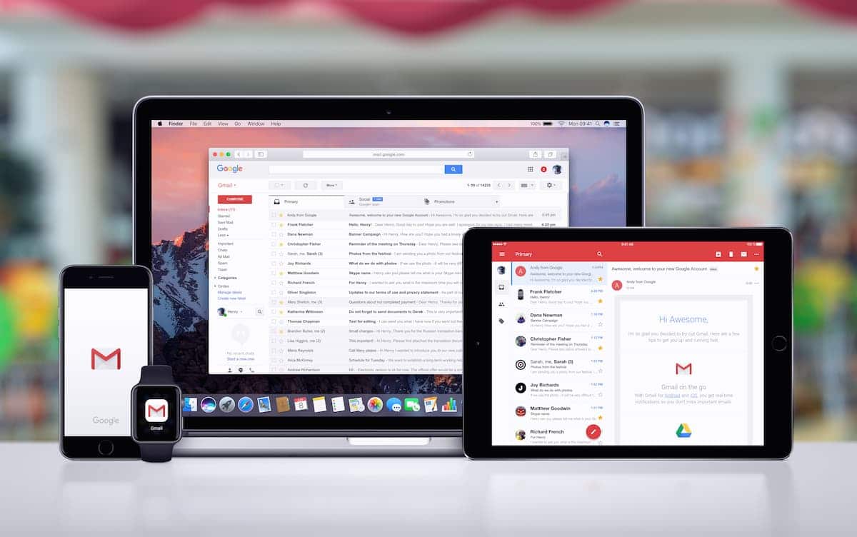 E-mail do Google, Gmail, aberto em diversas plataformas