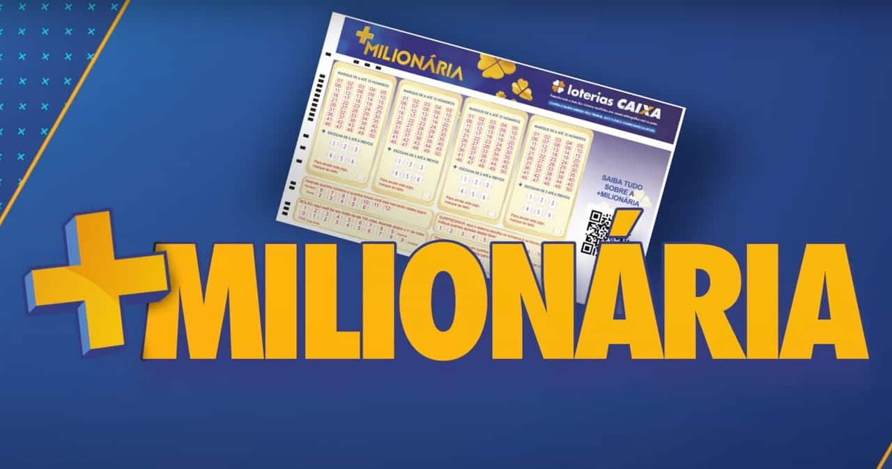 Imagem de um bilhete da loteria +Milionária da Caixa.