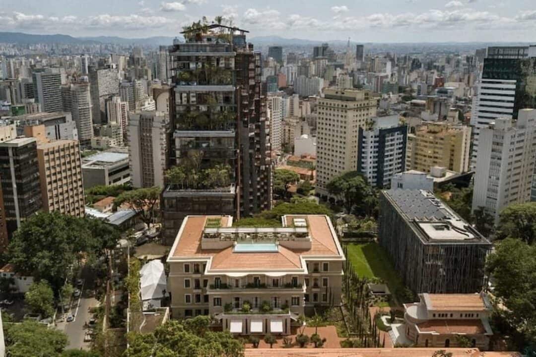 Imagem aérea do Rosewood São Paulo, melhor hotel da américa do sul