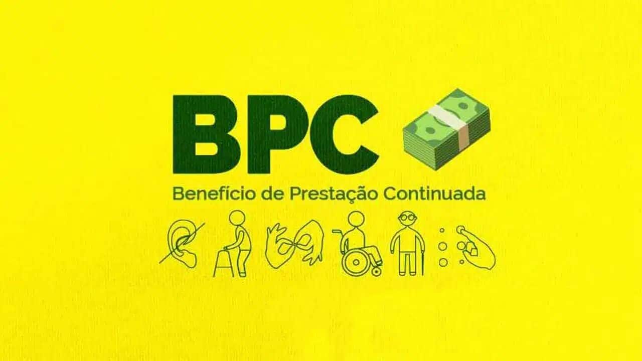 Imagem com fundo amarelo e escrita BPC em evidência.