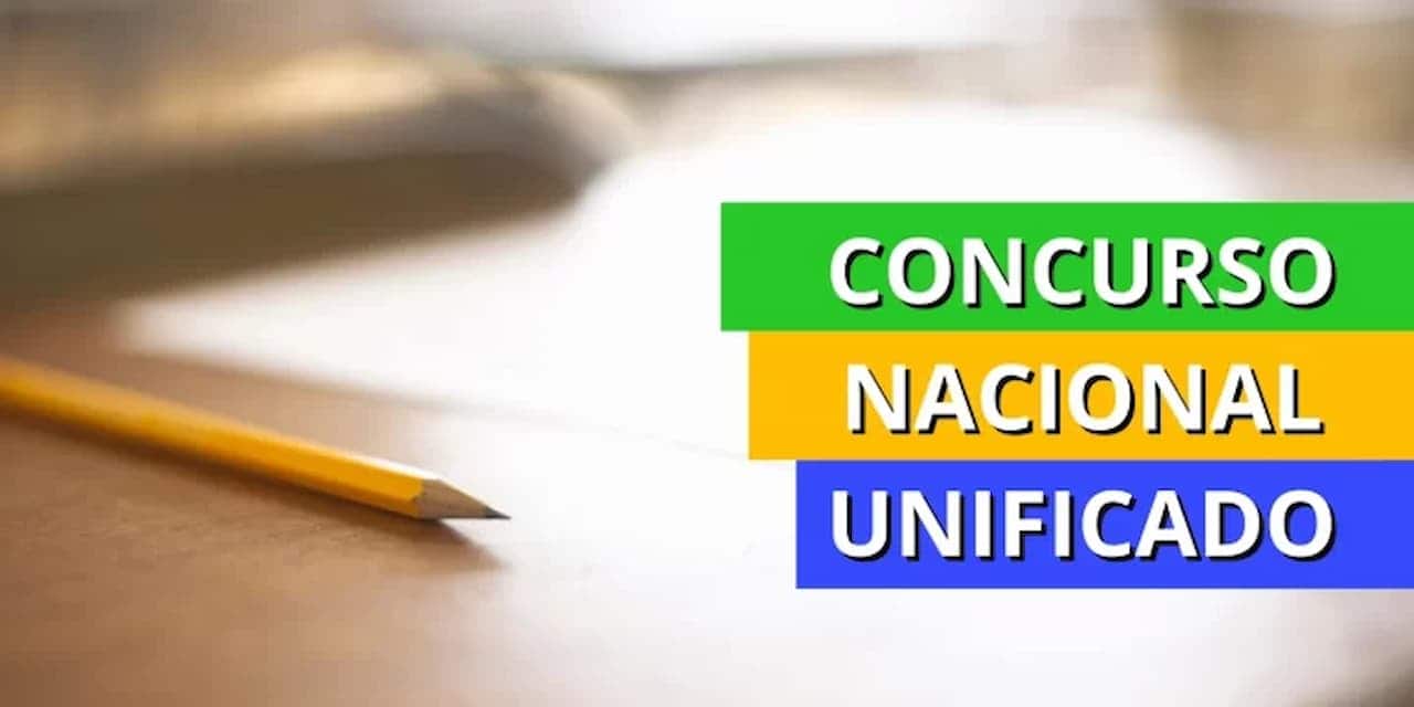 Lápis em cima da mesa e ao lado a frase "Concurso Nacional Unificado"