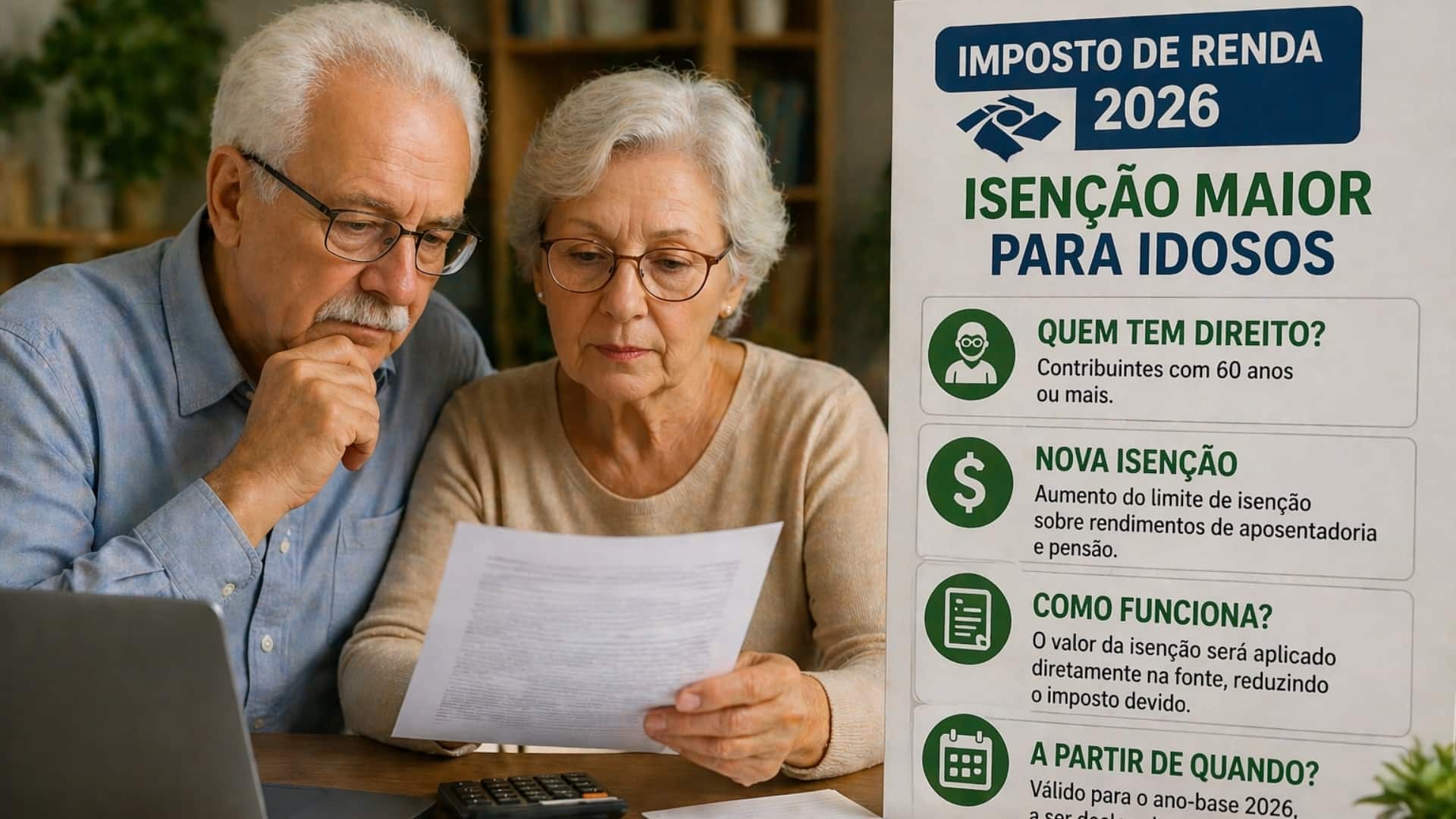 Idosos podem ter isenção maior no IR 2026; veja regras