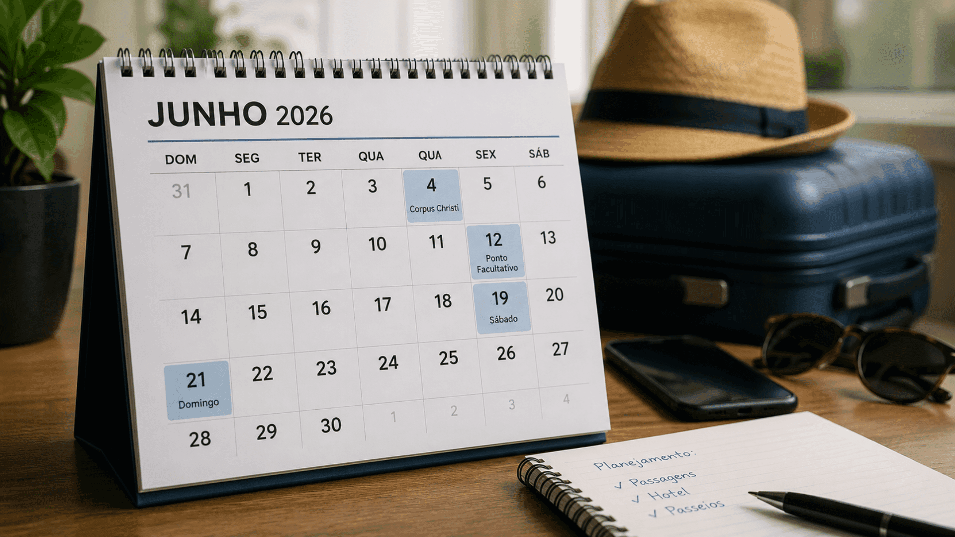 Calendário de junho prevê feriado com até 4 dias de descanso
