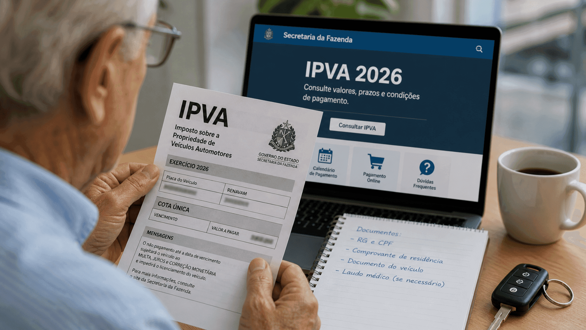 Idosos acima de 60 podem conseguir isenção do IPVA, mas regras exigem atenção
