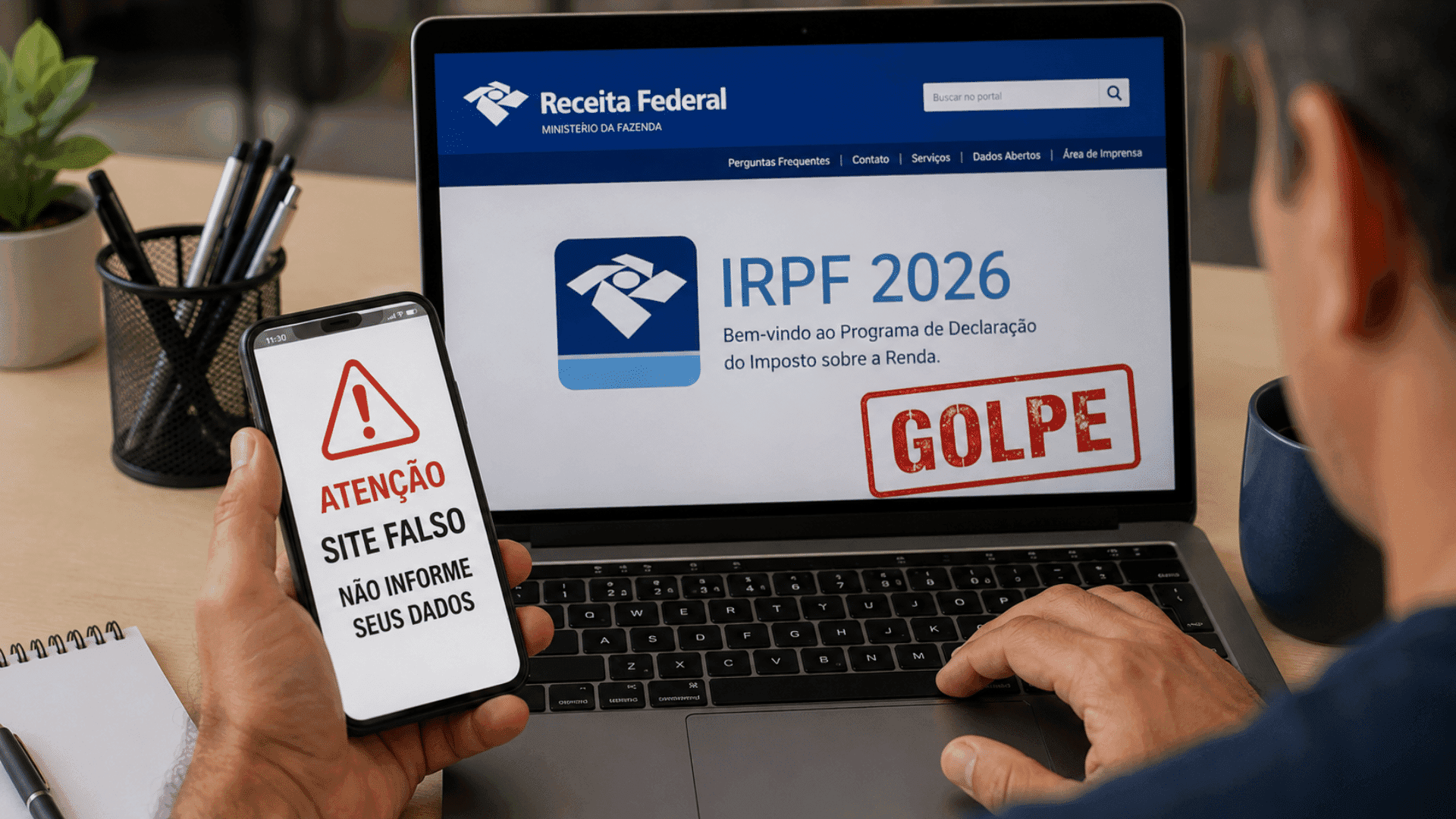 Receita alerta para 120 sites falsos sobre IR 2026; veja cuidados