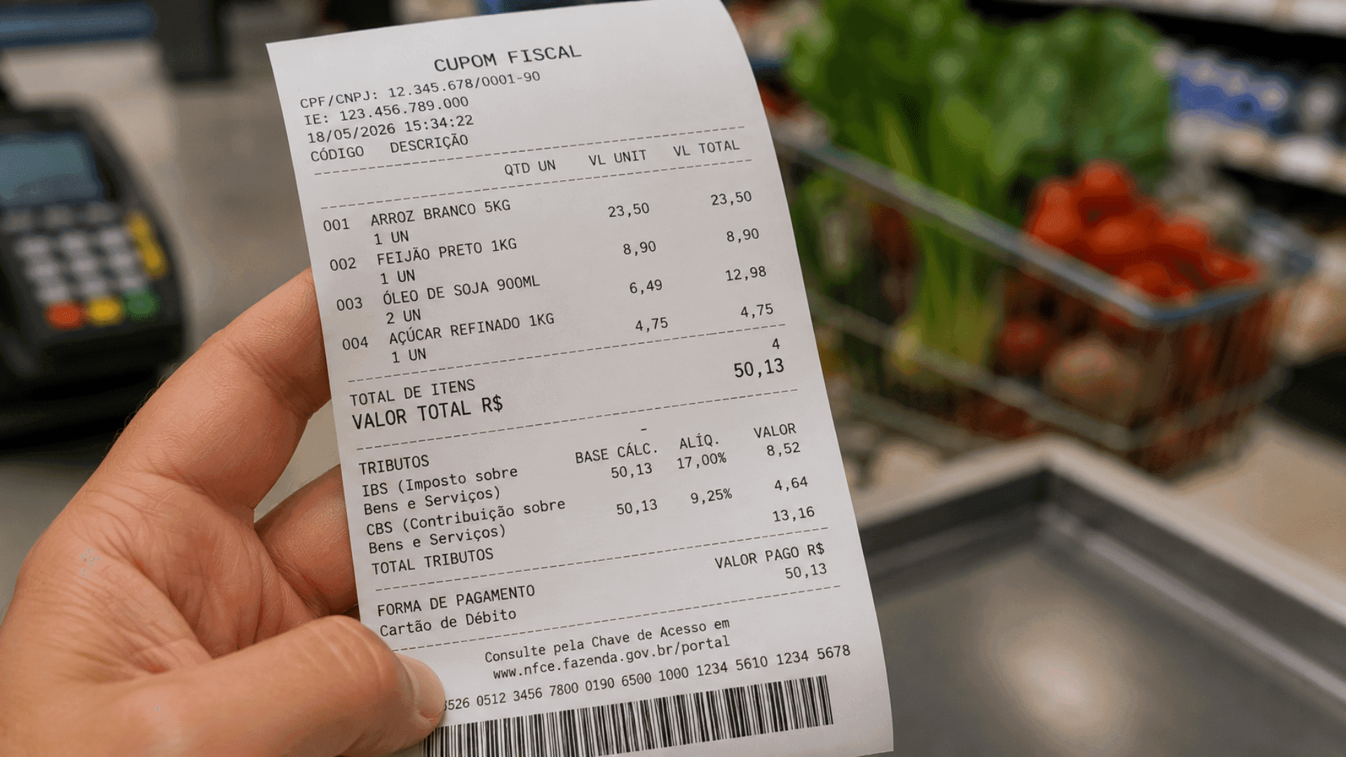 Consumidores verão IBS e CBS nas notas fiscais a partir de agosto
