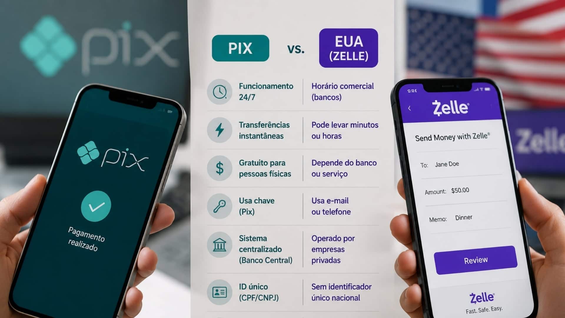 EUA têm sistema parecido com o Pix, mas com diferenças importantes