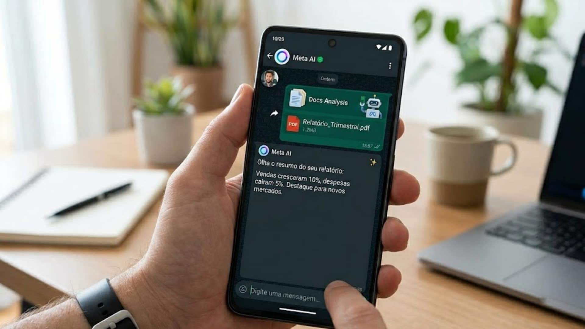 Novo teste do WhatsApp integra documentos à Meta AI no app