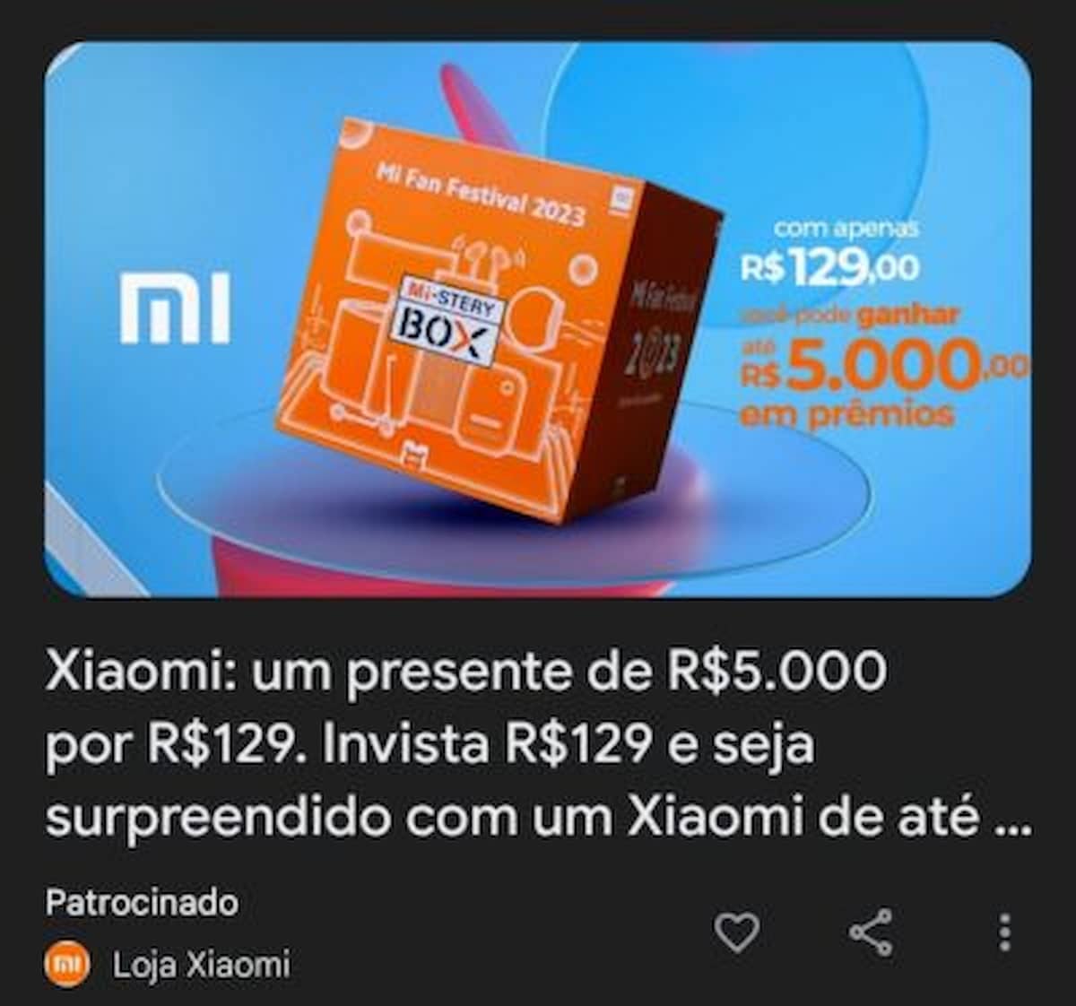 Xiaomi vende caixa misteriosa por R$ 129 e promete presente de até R$ 5.000 dentro dela; entenda