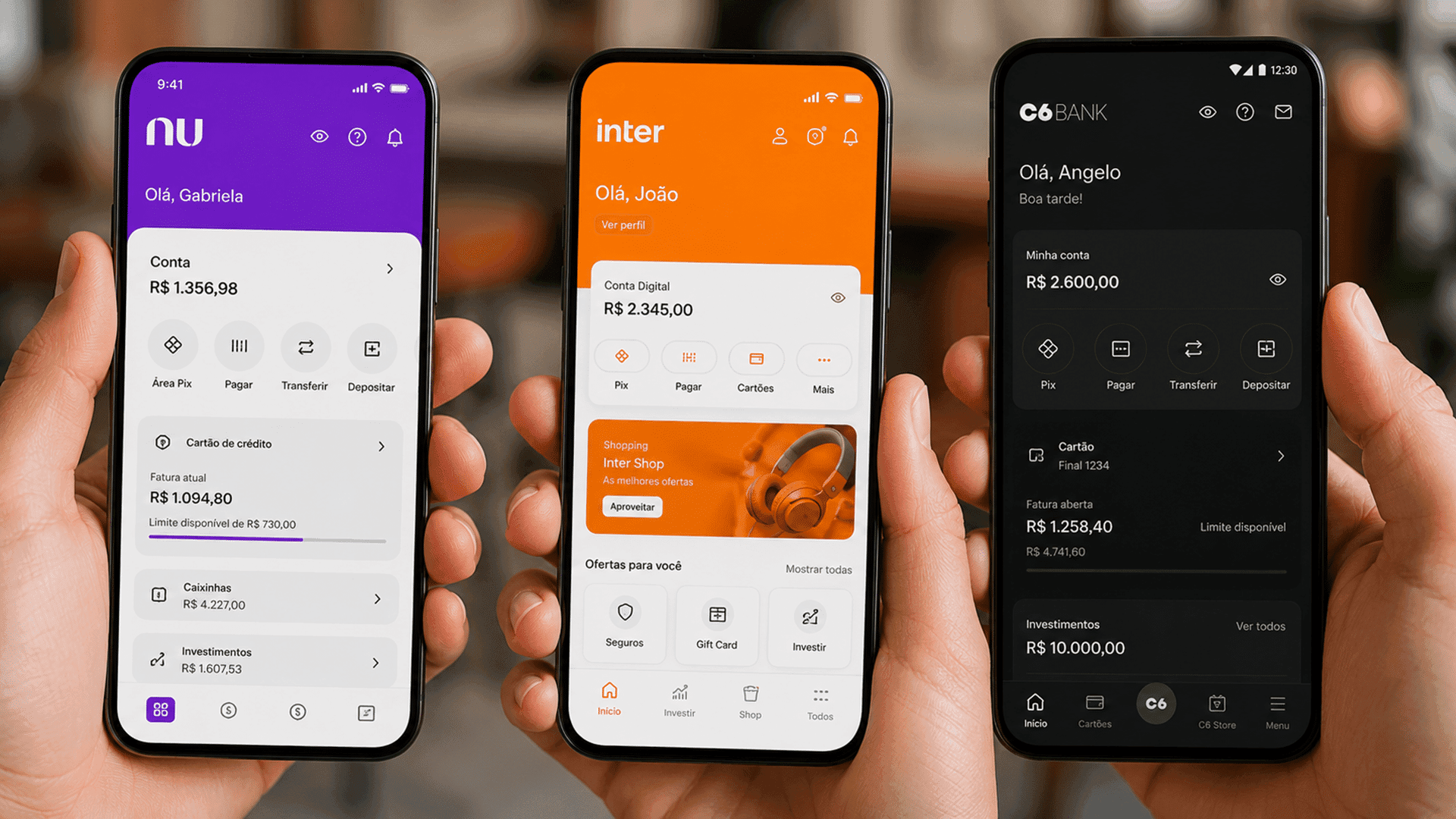 Nubank x Inter x C6: veja o que cada banco oferece ao cliente