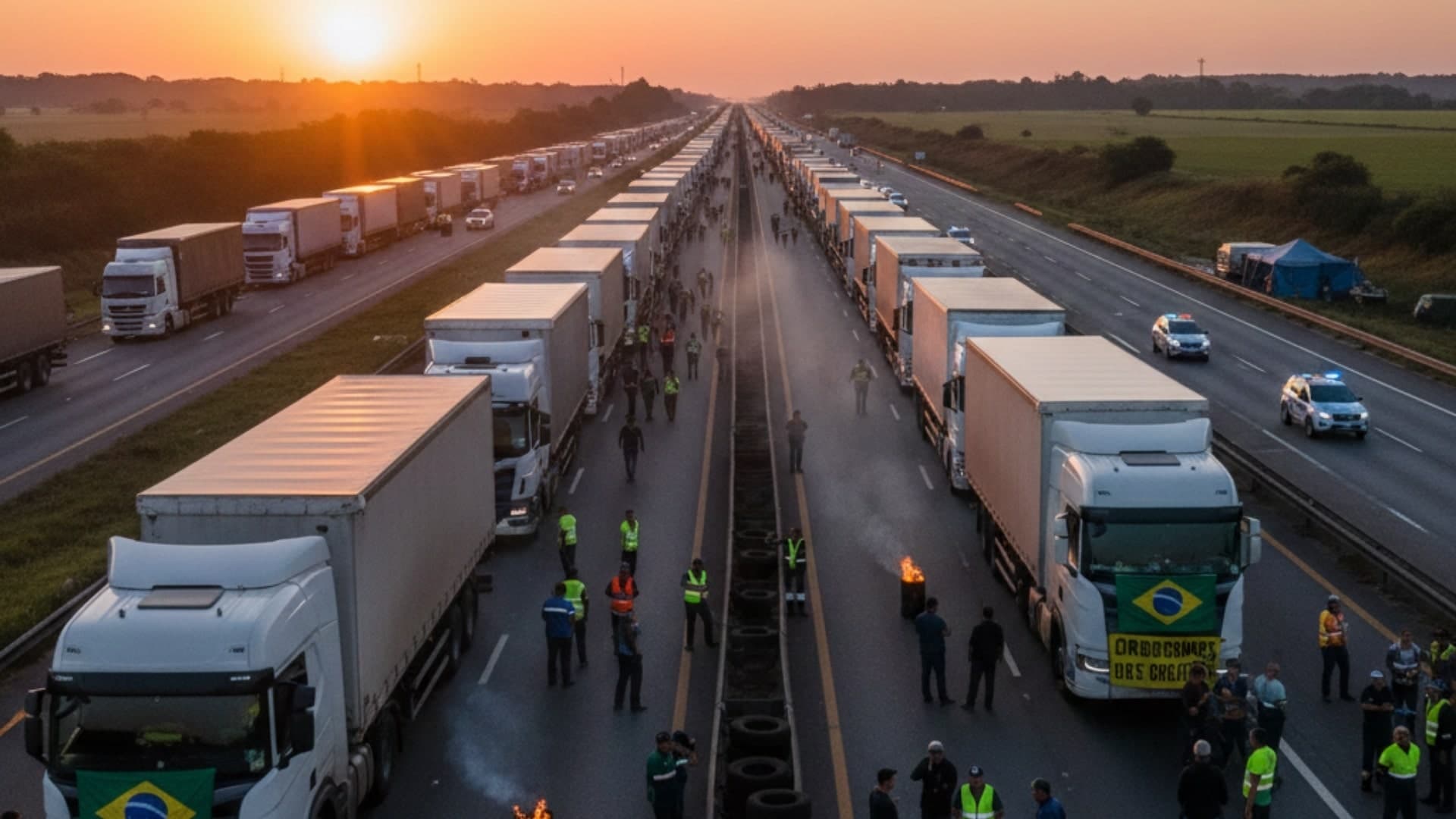 Filas de caminhões congestionam rodovias no litoral de SP durante o 2º dia de greve