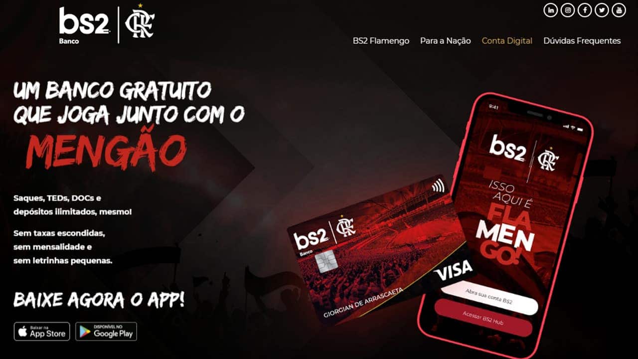 conta gratuita BS2 Flamengo