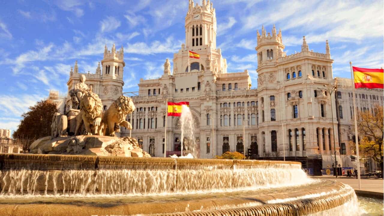 Paisagem fonte de Cibeles em Madri, Espanha