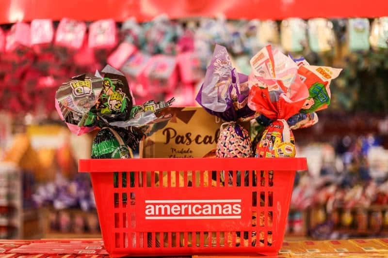 Cesta da Americanas com ovos de páscoa