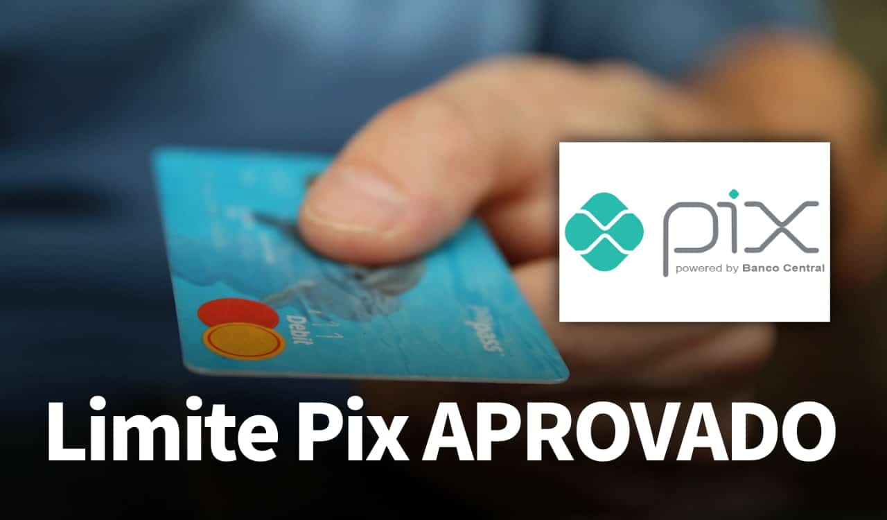 Limite Pix Aprovado. Mão segurando cartão