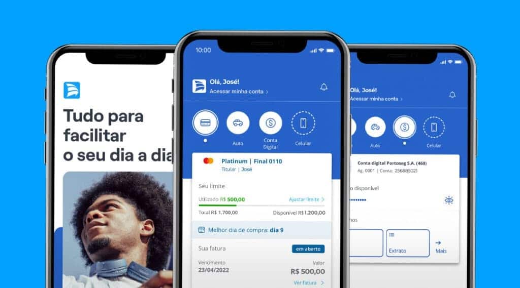 imagem de smartphone com conta digital da Porto Bank