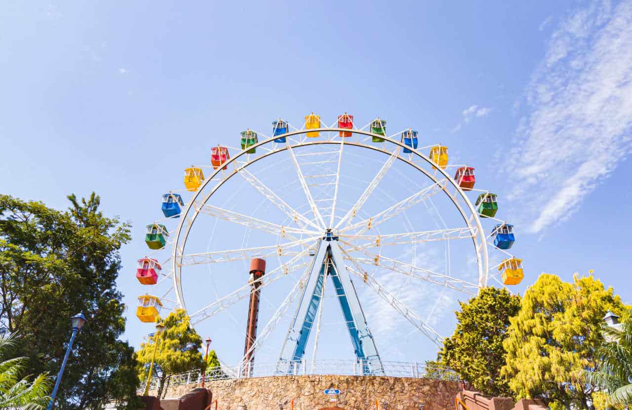 imagem de roda gigante em parque de diversões