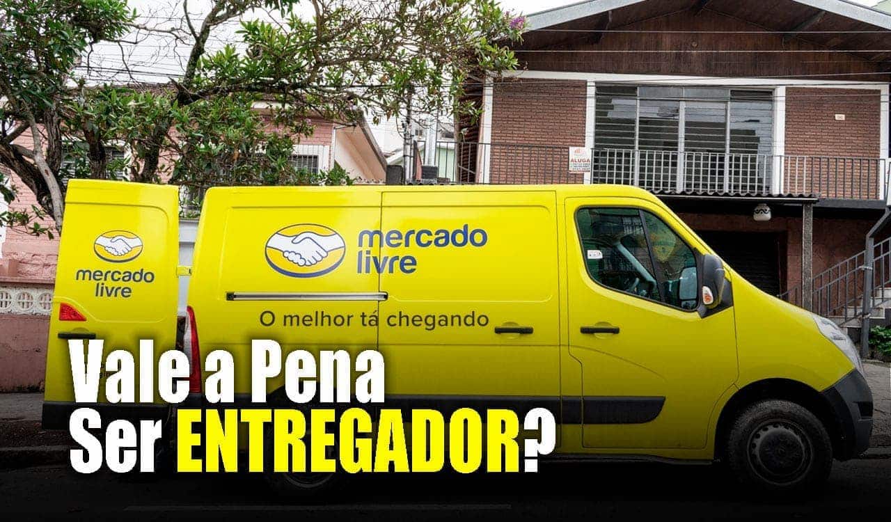 Imagem de uma Van do Mercado Livre, com a frase "vale a pena ser entregador".