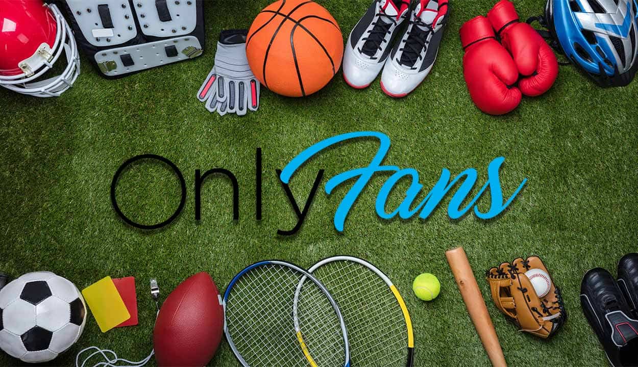 objetos utilizados por atletas como: luvas, chuteira, bolas, raquetes, taco e a logo do Only Fans