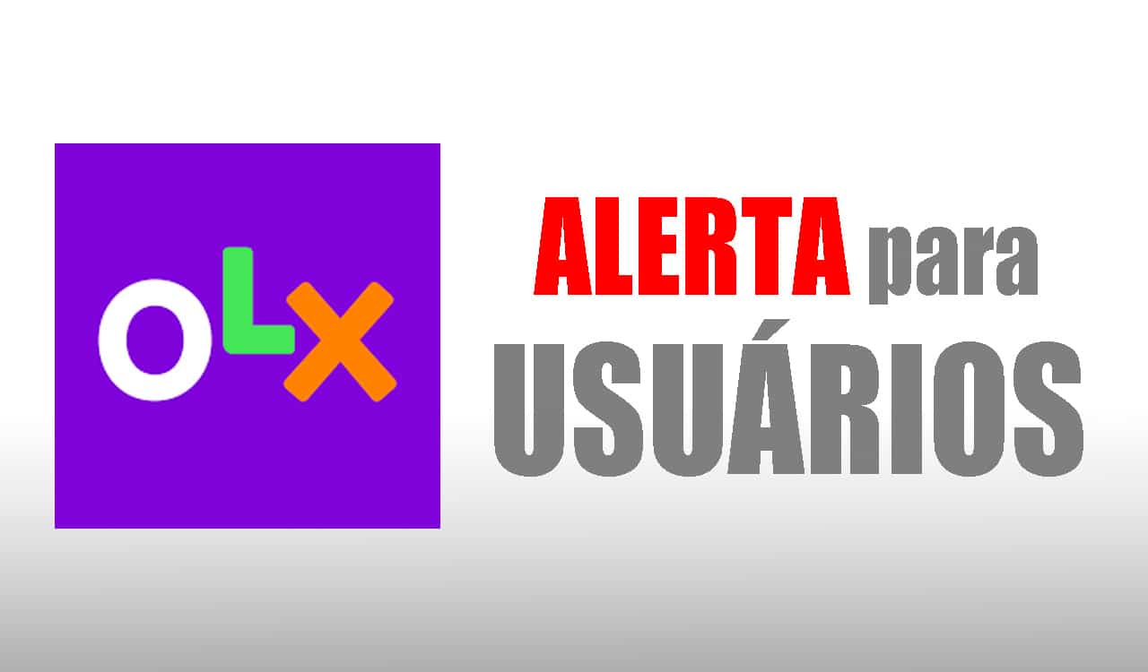 Logo da OLX e ao lado a frase "Alerta para usuários", a primeira palavra em vermelho e o resto em cinza. O fundo é branco