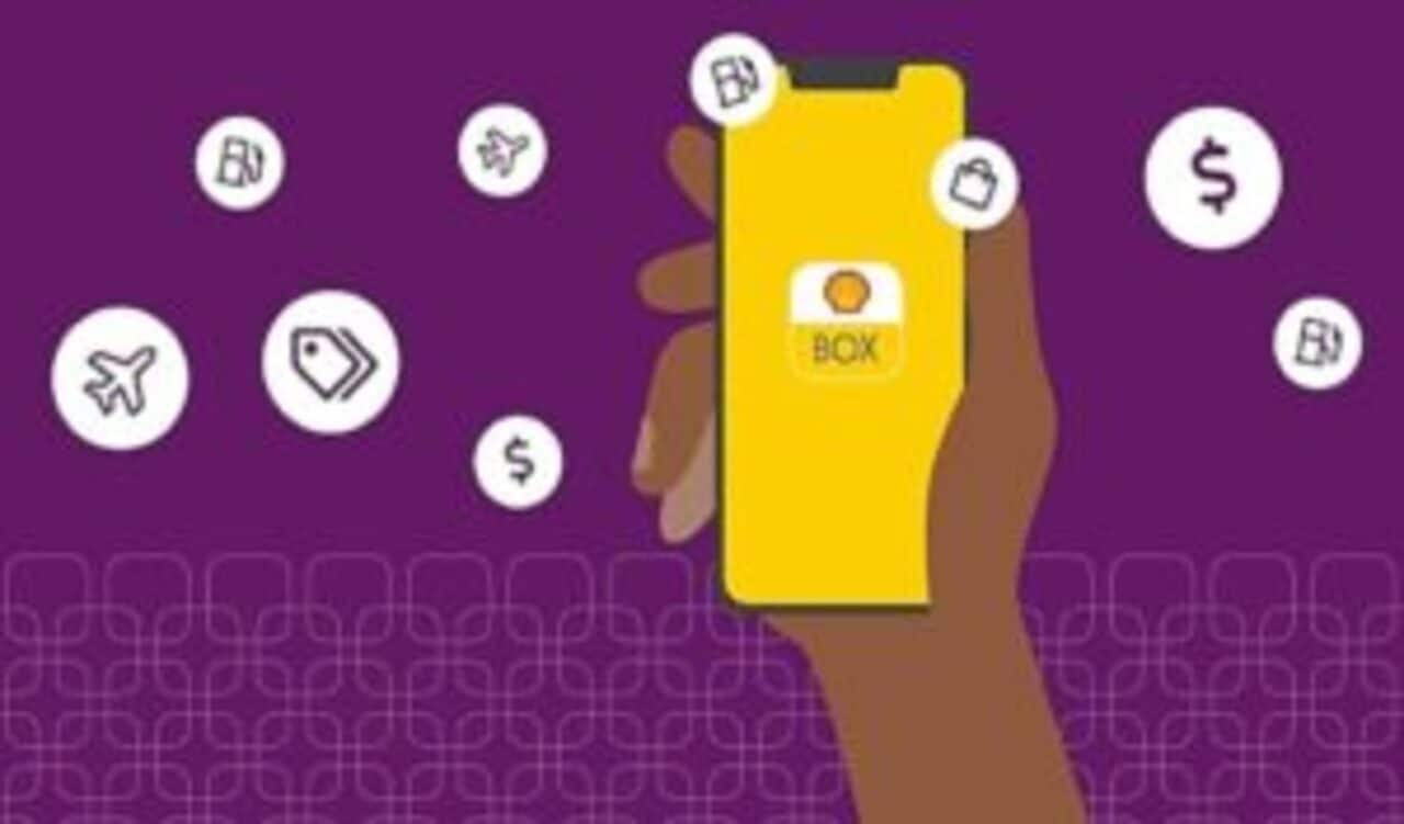 Imagem de um desenho de um celular com aplicativo Shell Box aberto