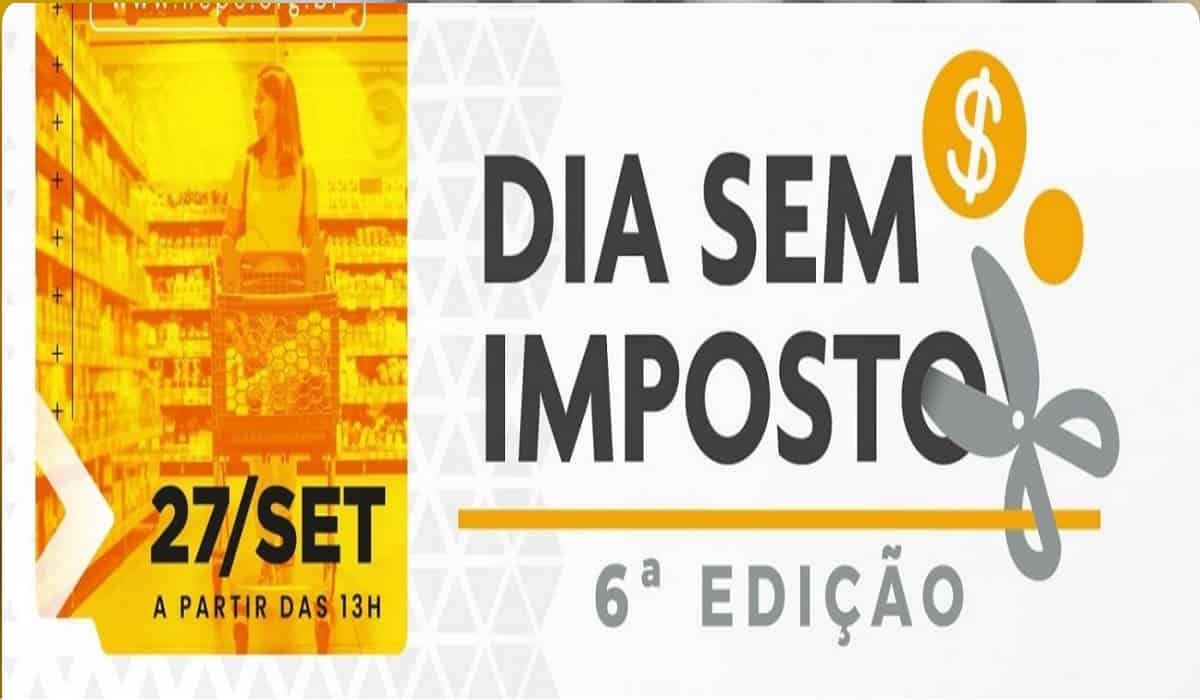 Carta em amarelo e branco escrito Dia Sem Imposto