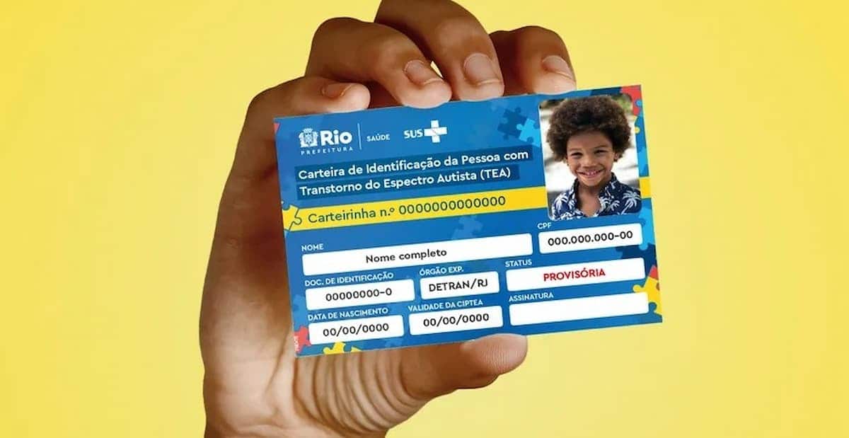Imagem do exemplo da carteira de identificação TEA do Rio de Janeiro