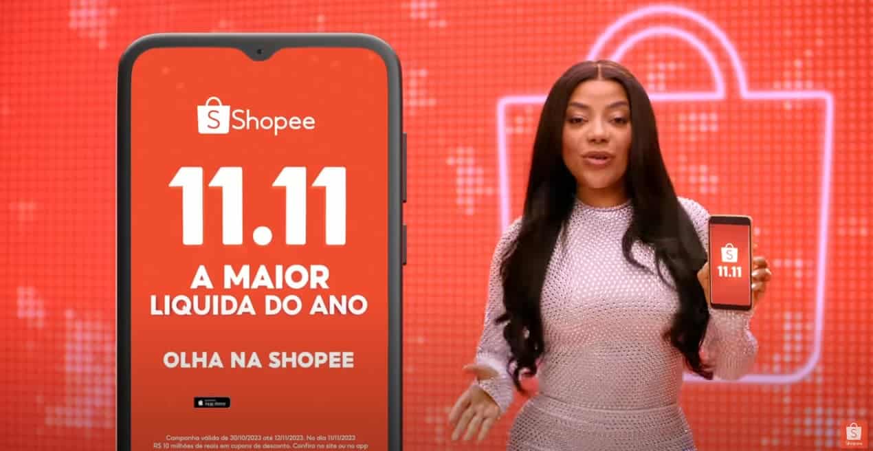 Imagem de Ludmilla, garota propaganda do evento Shopee 11.11, que dará muitos descontos.