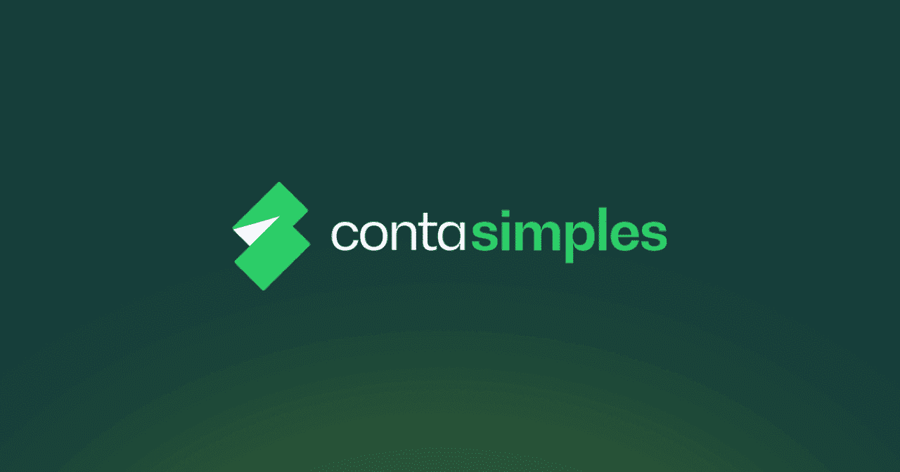Logotipo da fintech Conta Simples em fundo verde escuro.