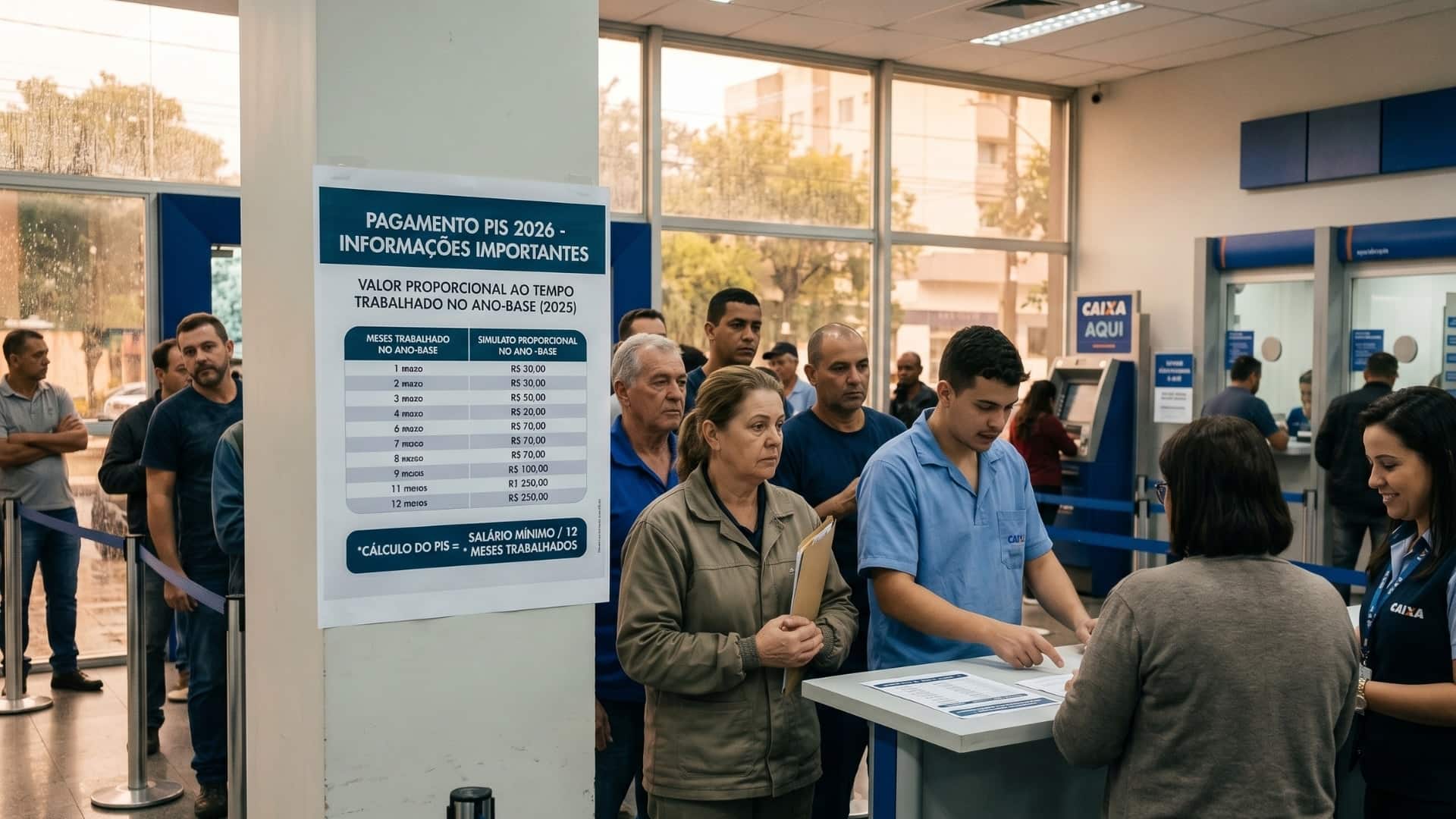 Pagamento do PIS 2026 varia conforme meses trabalhados