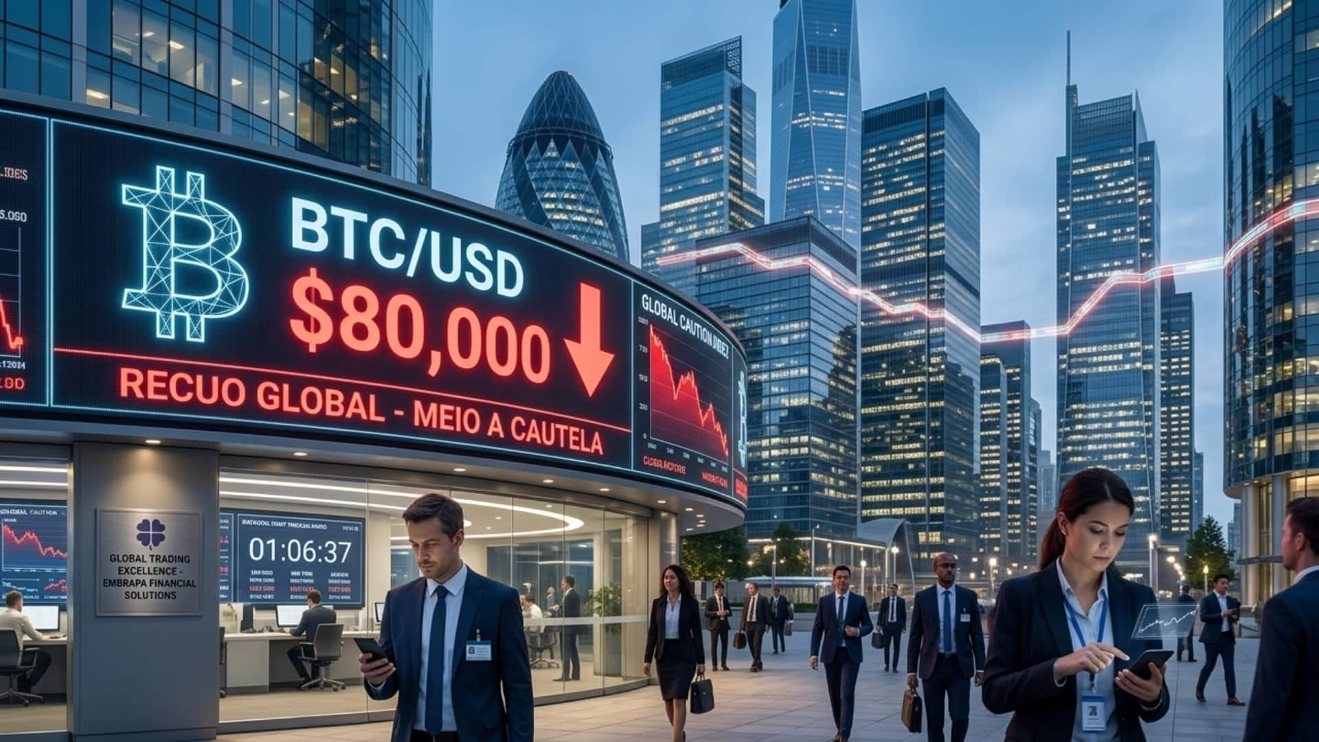 Criptomoeda recua para US$ 80 mil em meio a cautela global